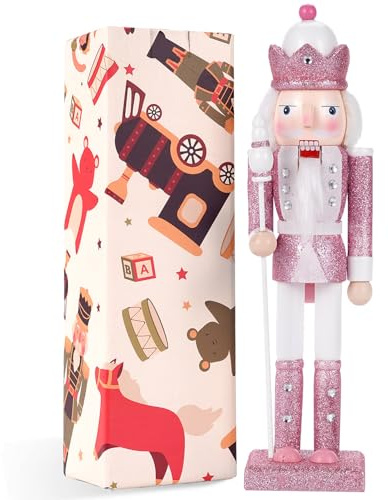VorFor Pink King Nussknacker Figur,Rosa Serie 30CM Nussknacker Weihnachten,kreative Handwerksgeräte,Die Als Weihnachtsdekorationen Oder Feiertagsgeschenk Verwendet Werden Können.