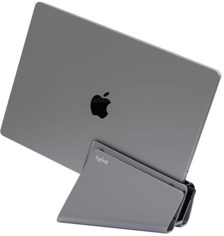 tyonit TiltSnap Pro Vertical Laptop Stand for MacBook Pro 14 & 16, Auto Thunderbolt4 USB-C Connection, Seamless Connection to The Docking Station or Display, 40Gbps, 100W PD, Space Gray