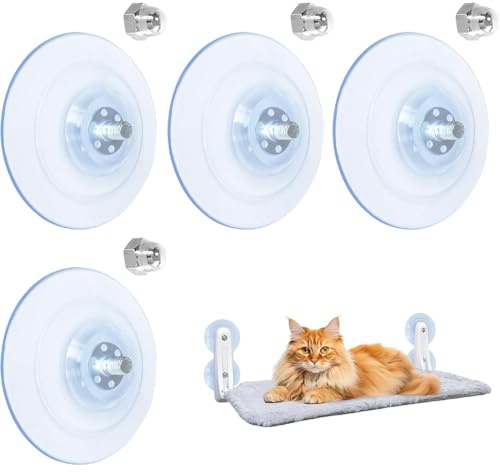 DIFLAX 4 Piezas Ventosas Hamaca Gato Ventana, Cama Gato Ventana, Ventosas Para Azulejos, Hamaca Ventana Gato, Ventosas Para Cristal, Cama Ventana Para Gatos, Para Ventana, Cristal, Carrelaje