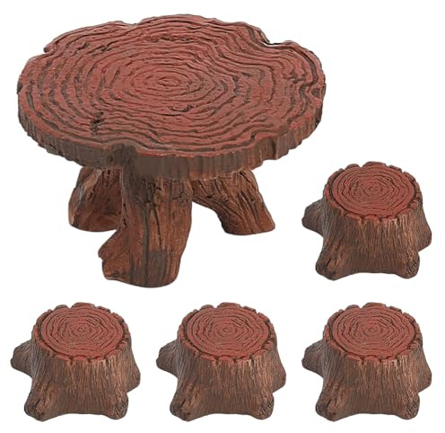 CREATCABIN 5Pcs Fairy Garden Furniture Outdoor Miniature Table and Chairs Set Mini Resin Furniture for DIY Home Craft Gifts Succulent Flower Pot Fairy Garden Decoration