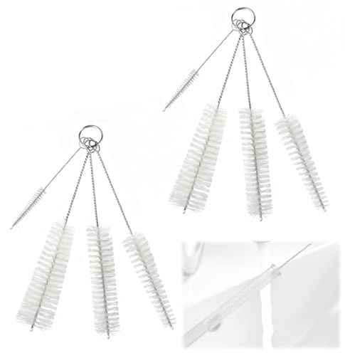 Lot de 8 Brosses De Nettoyage, Goupillon Paille De Nettoyage, Brosse De Nettoyage pour Tube, Goupillon Bouteille en Verre, Biberon, Bouilloire Et Clavier, Brosse De Nettoyage