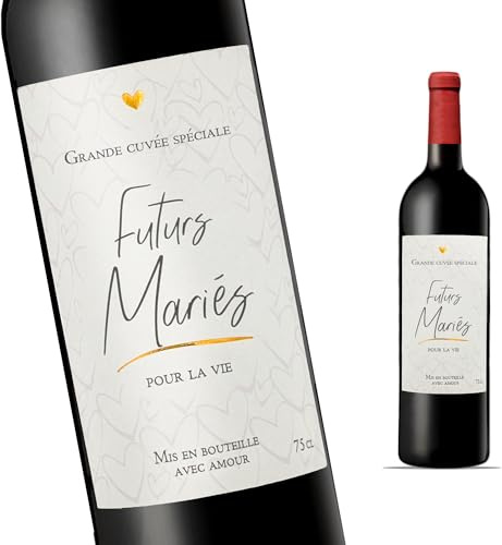 FunFest - Etiqueta Botella Vino Anuncio Boda - Futurs Mariés (Estilo Grande Cuvée) [Texto en Francés]