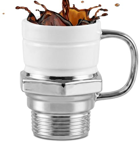ZONSUSE Tazza con Design a Candela, Mug Ceramica Meccanica, Tazza Caffè Divertente,Regalo per Meccanico, Per Appassionati Motori, Per Papà e Fidanzato, Per Ufficio e Casa 420ml (Argento)