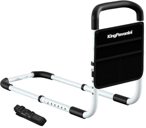 KingPavonini Aufstehhilfe Bett für Senioren, Verstellbares Betthilfsgitter | Rutschfester Ergonomie-Griff & Aufbewahrungstasche – werkzeuglos verstellbar, für Senioren, Behinderte & Pflegebedürftige