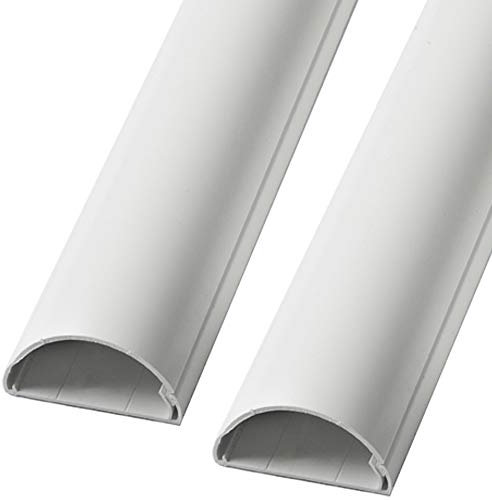 2m (2X 100cm) – 30mm x 15mm White Trunking | Half Round Cable Conduit Cover | HDMI AV TV Ethernet & Audio Wire Ducting | Wall Tidy Management | Self-Adhesive Backing *Easy Install* | Skirting Home