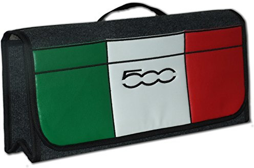 Borsa portaoggetti per bagagliaio auto, con bandiera italiana, tasca frontale in similpelle per 500