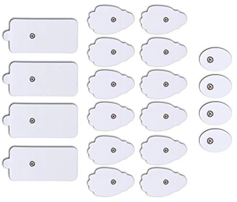 QUILLE TENS Electrodes - 20 TENS Unit Pads Electrode Pads Reusable Self-Adhesive Replacement Massage Pads (Snap on) - TENS/EMS Electronic Pulse Massager