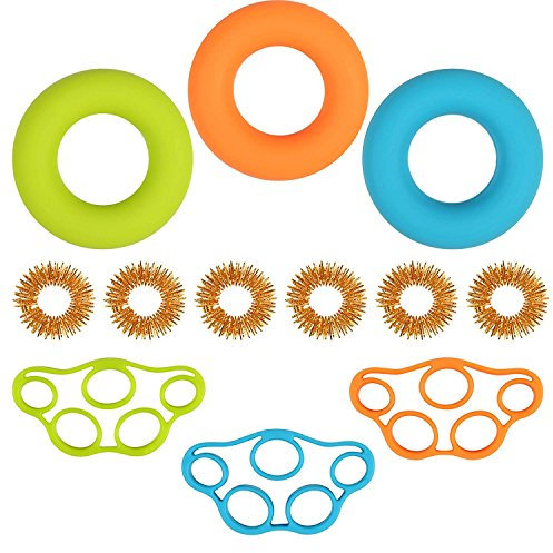 Kesote Handtrainer Set, 12 Stück Fingertrainer Hand Grip Trainer Strengthener (3 Formen)