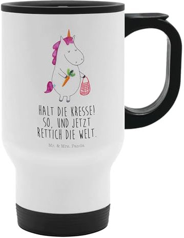Mr. & Mrs. Panda Thermobecher Einhorn Gemüse - Geschenk, Kaffeebecher, Thermobecher To Go, Tasse zum Mitnehmen, Biomarkt, Einhorn Deko, Unicorn,