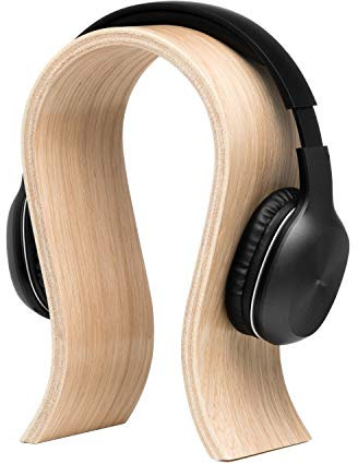 Soporte para Auriculares de Madera para organización de Escritorio de Oficina, Minimalista Elegante Detalle Interior en Color Roble Natural, Jugador, Marido, Amigo