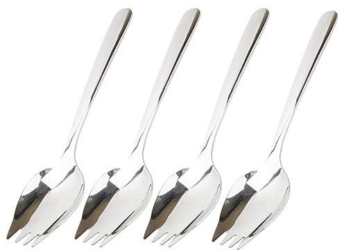 JUCOXO 4-Pack 5.9-Inch Stainless Steel Sporks, Silver