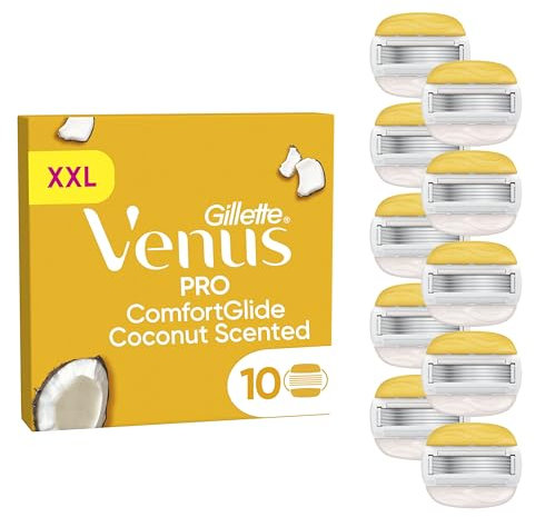Gillette Venus Pro Comfortglide Kokosduft Damen, 10 ORIGINAL Ersatzklingen mit Olay Feuchtigkeitscreme für Damenrasierer