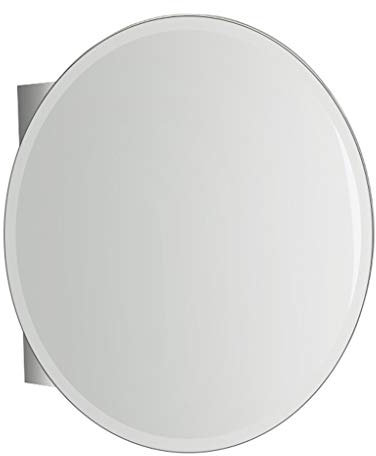 Armoire de Toilette Ronde en Acier Inoxydable Armoire à Pharmacie de Salle de Bain Armoire de Cuisine Suspendue Miroir avec étagère de Rangement (Color : Silver, Size : 50cm)