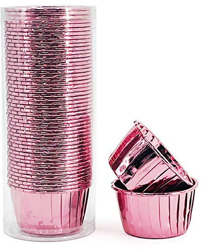 Party Hippo Disposable Foil Muffin Liners, 3.5 Oz 50 pcs, Gold & Rose Gold Cupcake Baking Cups