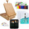 Deluxe Art Supplies - Juego de arte de 27 piezas con caballete de mesa, pintura acrílica de 12 colores, 10 pinceles de pintura, 3 paneles de lona, paletas
