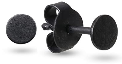 Beate Stohr - Ohrstecker Silber 925, echte Handmade Ohrringe schwarz rund 4mm Eis-Matt, für Damen, Herren, Mädchen