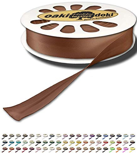 Sandras-Bastelladen Schrägband/Einfassband Satin gefalzt 20m x 20mm 883-Braun