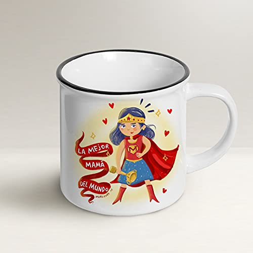 Mug Lover – La Mejor Mamá del Mundo – (ESPAñOL) – Geschenkidee für Taza, Tarjeta de Glücksbringer mit Sobre y Bolsita de Organza