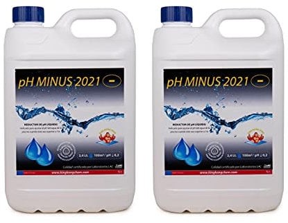 Pack 2 UDS Minorador de pH para Piscinas Compatible Poliester/Liner y electrólisis - PH Minus 10 L (2x5 litros) - Reduce el pH del Agua – Formato Líquido