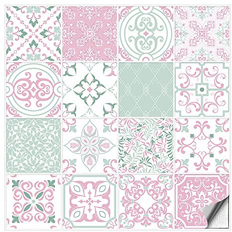 Fliesenmuster Stickerfliesen Klebefliesen Fliesen-Folie Sticker Aufkleber Küche Wand-Fliesen überkleben 33 x 33 cm 16 Stück im Set