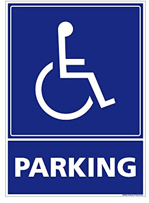 Signaletique.biz France Panneau Parking PMR Adhesif Signalisation Handicap 75 x 105 mm