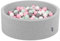 KiddyMoon Piscine À Balles pour Bébé Rond 90X30cm/200 Balles 7Cm Fosses À Boules Jouet Enfant, Gris Clair:Blanc/Gris/Menthe/Rose Poudré