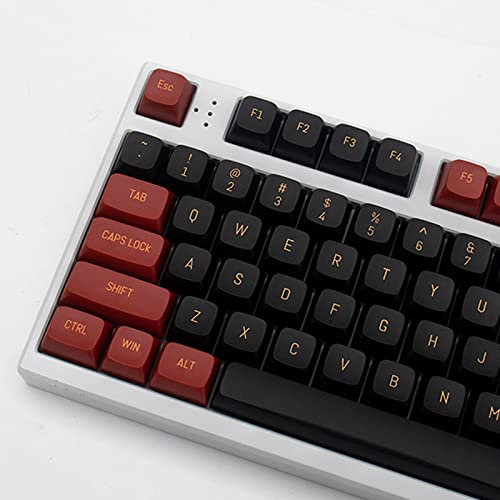 Double Shot Keycaps 150 Keys MSA Profile ISO/ANSI Layout Red and Black Keycap Set for Cherry MX Switches Mechanical Gaming Keyboard