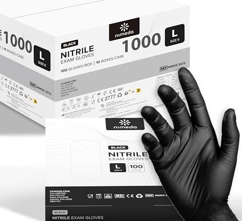 Kemes Nitrilhandschuhe L 1000 Stück Schwarz Einweghandschuhe Latexfrei Puderfrei Nitril Gloves Größe Large