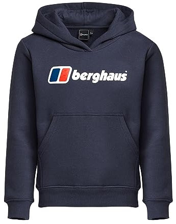 Berghaus Kids’ Logo Hoody with Kangaroo Pocket & Soft Stretchy Fabric, Midlayer Pullover Hoodie for Boys & Girls (UK, Age, 14 Years, 15 Years, Regular, Blue)
