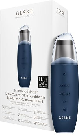 GESKE | SmartAppGuided™ MicroCurrent Skin Scrubber & Blackhead Remover | MicroCurrent | 9 en 1 | Cuidado de la piel | Limpieza facial | Antiedad | Lifting profesional | Eliminador de puntos negros