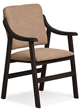 Abuelo a Gusto- Silla Comedor con Brazos de Madera de Haya, con Respaldo Recto. Ideal para Dormitorio, Comedor o Salida.. Tamaño: 87x55x55 cm. (Wengué, Tostado)