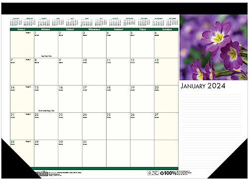 House of Doolittle HOD1596-24 Monats-Schreibtischunterlage Kalender 2024, Erdlandschaften Blumen, 47,7 x 33 cm, Januar bis Dezember