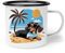 OM3® Linda taza esmaltada con diseño de perro salchicha perro perro | Taza esmaltada | 300 ml | impresión en ambos lados | blanco y negro