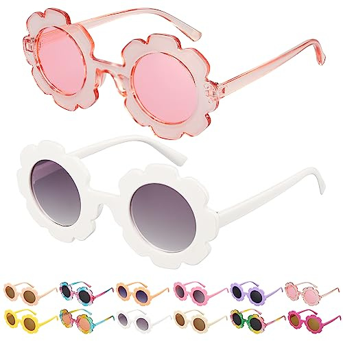 Mdvora 2 Pack Round Flower Sunglasses Set, Outdoor Kids Sunglasses Kit(Set A, 2pcs)