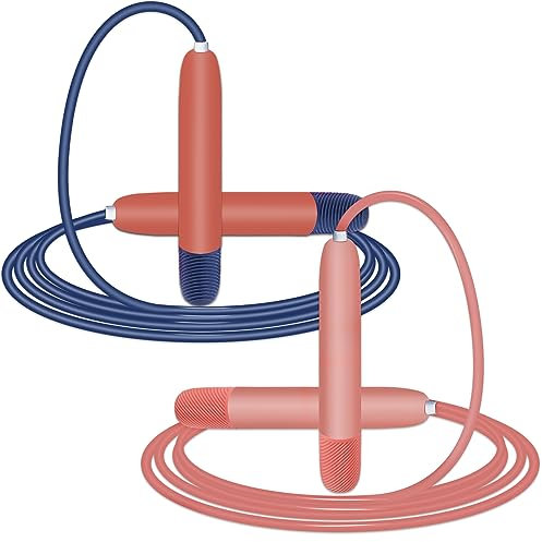 Kinmsito Springseil,2 Stück Springseil Erwachsene Fitness,Jump Rope mit Rutschfesten Handgriffe,Speed Seilspringen Verstellbar,Skipping Rope für Männer,Frauen und Kinder für Fitness Training Boxen