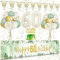 60 Geburtstag Deko, VICTERR Grün Gold Deko 60. Geburtstag Frau und Mann Deko Set, Lange Größe Happy 60th Birthday Banner Hintergrund 274×37cm, Girlande Wimpel Konfetti Luftballons