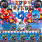 Super-héros Kit Fête Decoration Anniversaire,101 Pièces Anniversaire Vaisselle, 4 Ans Ballon Aluminium d'anniversaire Deco, Nappe Bannière Décoration Serviette Tasse Assiette Kit