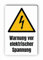 Warnzeichen (W012) Warnung vor elektrischer Spannung - Eckiges Warnschild mit Text - Warnschild mit Text - nach DIN EN ISO 7010