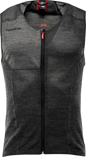 Alpina PROLAN Men Vest - Flexibler, Atmungsaktiver & Individuell Einstellbarer Rückenprotektor aus Schafswolle Für Herren - Dark Grey - XL