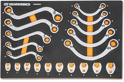 GEARWRENCH 20 Piece Specialty Ratcheting Metric Wrench Set in Foam Storage Tray - GWMSSRWMM