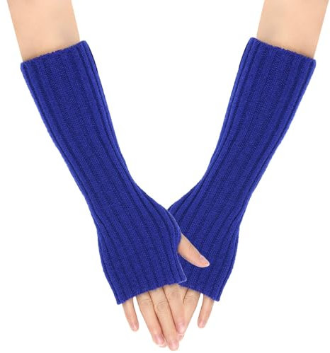 SJTJSPX Armstulpen Damen Mädchen Handschuhe Lange Handstulpen Fingerlose Winterhandschuhe Halbfinger Strickhandschuhe Einfarbig Armwärmer Stretch Pulswärmer Armlinge für Büro Tippen Computer