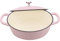 CIRONI Pot à Citrouille en Fonte émaillée, faitout avec Couvercle, faitout Ovale en Fonte de 28 cm, cocotte multifonctionnelle en émail, antiadhésive, à rôtir, Rose (Couleur : Rose)