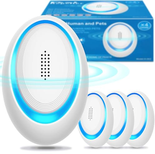 Ultraschall Schädlingsbekämpfer 4 Stück, Mäuseabwehr Ultraschall Elektrisch Insekten Mäuse Repellent, Mausefalle Effiziente Abwehr von Ratten, Mücken, Mäusen, Kakerlaken