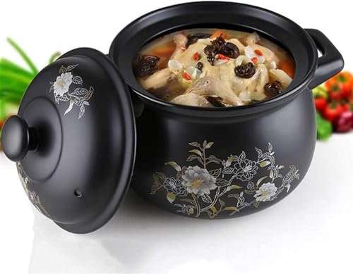 LRTYZBD Casserole Clay Pot Ceramic Cooking Pot High Temperature Ceramics Casserole Soup Pot Large Capacity, Stew Pot With Lid -8 L