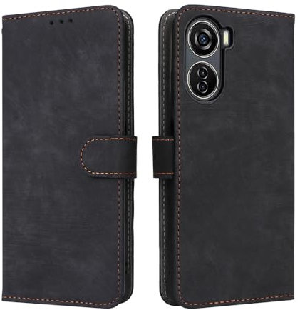 COMAKU Case for ZTE Nubia Neo/Blade V50 Design 5G/V40 Design, flip phone sase with RFID blockage, magnetic closed, shock proof mobile -Black