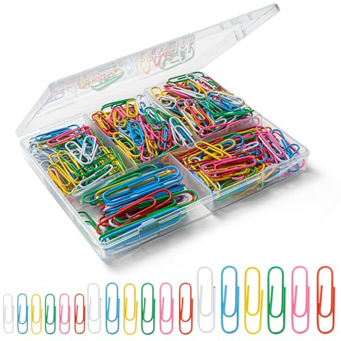 Paper Clips Assorted Sizes, Cute Colored Paper Clip for Office Supplies,Small Medium Large Jumbo, Colorful and Heavy Duty, Ideal for Bookmark- Pack of 350