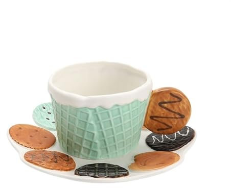 British Coffee Cup ﻿Porcelain Tea Cups Creative Biscuit-shaped Ceramic Household Snacks Cake Plate Afternoon Tea Set Dinner Plate Cup Exquisite Black Tea Cups Nglish Tea Cup Floral Teacup(02,B)