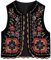 WERNZATT-Damen Vintage Blumen Stickerei Kurze Weste Jacke Ärmellose Ethnische Bestickte Weste Casual Street Oberbekleidung (Schwarz, L)