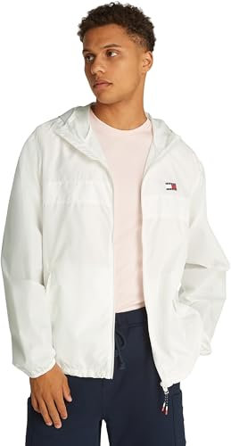 Tommy Jeans Veste Coupe-Vent Homme Chicago avec Capuche, Blanc (Ecru), M