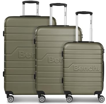 Bench Set di 3 valigie rigide | trolley da viaggio in materiale ABS robusto di alta qualità | per uomo e donna | 4 ruote doppie e lucchetto TSA | serie Seattle, Oliva scuro, Koffer Set (3-teilig), Set